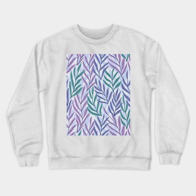 Calm leaves in blue Crewneck Sweatshirt by Natalisa